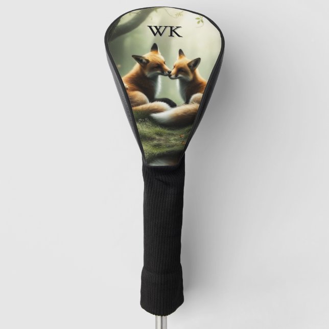 Fox Cuddle in Misty Forest Initial Golf Headcover (Vorderseite)
