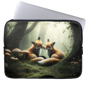 Fox Cuddle in Misty Forest Laptopschutzhülle