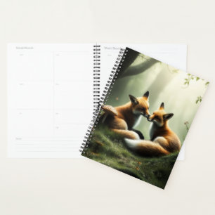 Fox Cuddle in Misty Forest Planer