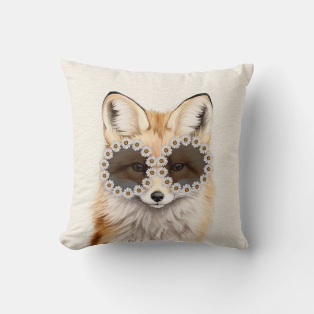 Fox Daisy Sunglasses Woodland Kinderzimmer Kissen (Vorderseite)