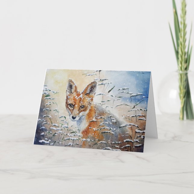Fox dans la carte de Noël de neige (Devant)