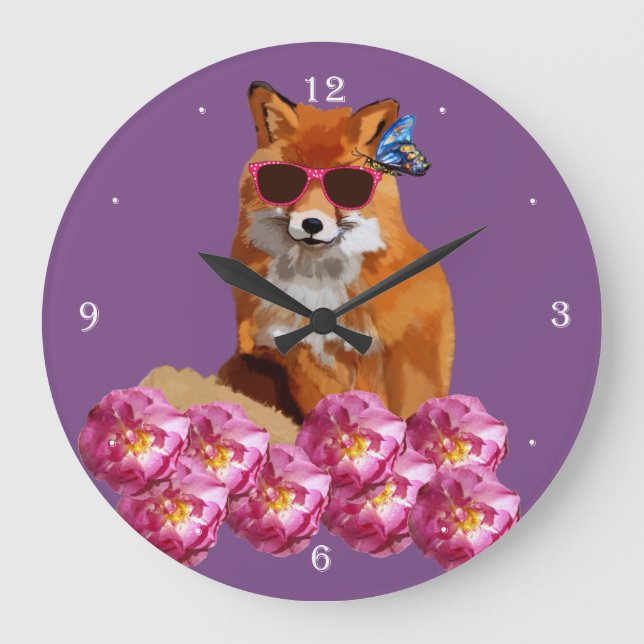 Fox de fantaisie, horloge murale pourpre (Recto)