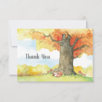 Fox de sommeil sous un carte de remerciements