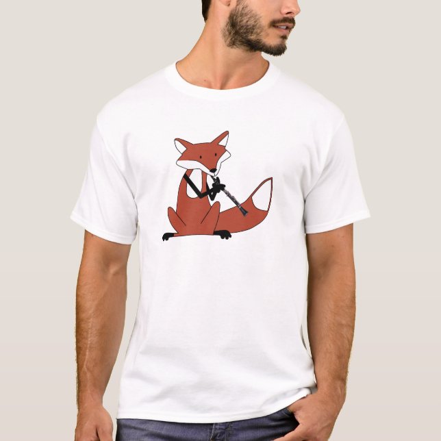 Fox, der den Clarinet spielt T-Shirt (Vorderseite)