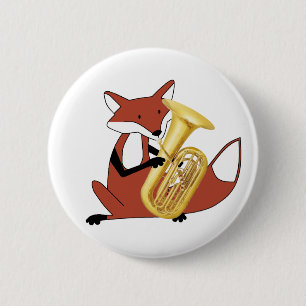 Fox, der den Tuba spielt Button
