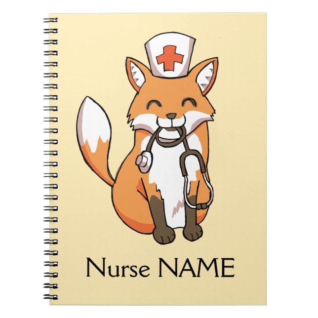 Fox d'infirmière dessinant le carnet personnalisé (Devant)