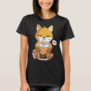 Fox Drinking Boba Bubble Tea Lover T-Shirt