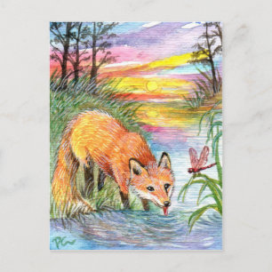 Fox Drinks von Riverside Postkarte