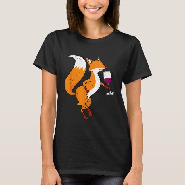 Fox Drinks Wein Shirt Cocktail Funny Drun (Vorderseite)