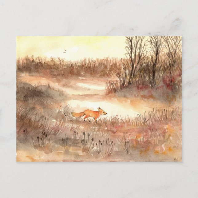 Fox durch das Feld Postkarte (Vorderseite)