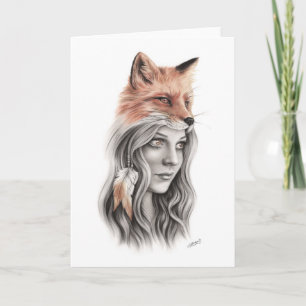 Fox et la carte de voeux spirituelle de fille
