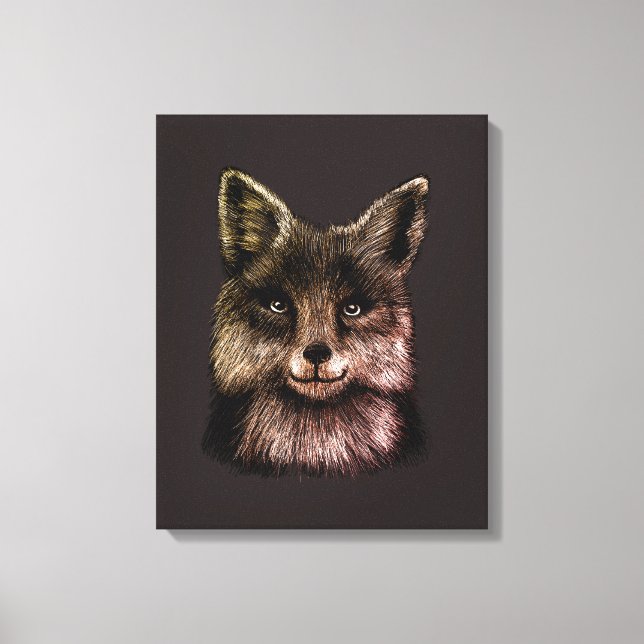 Fox-Face-Holzwand-Kunst Leinwanddruck (Vorderseite)