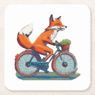 Fox Fahrrad Rechteckiger Pappuntersetzer