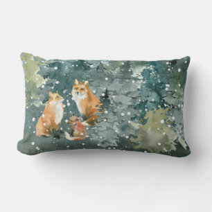Fox-Familie in Forest Snowfall Lendenkissen
