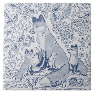 Fox Family Denim Blue White / Grau Woodland Fliese