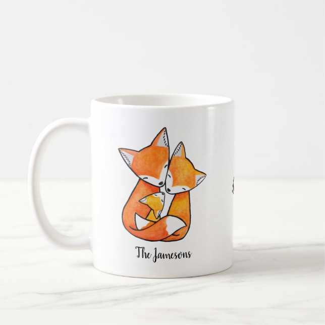 Fox Family Mama Papa Baby Liebe individuelle Name  Kaffeetasse (Links)