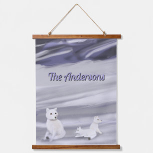 Fox Family Personalisiert Tapestry Wandteppich Mit Holzrahmen