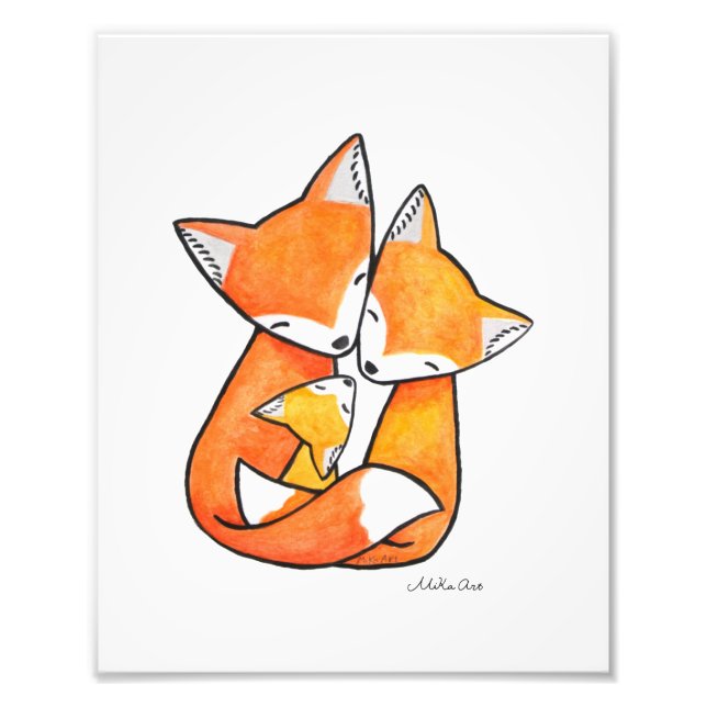 Fox Family Red Fox Eltern Kinderwald Kinderzimmer Fotodruck (Vorne)