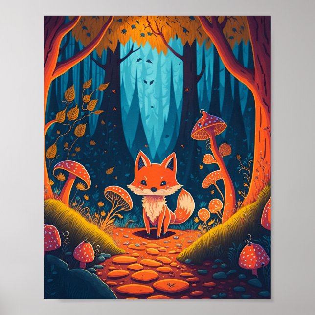 Fox Fantasy Animal Forest Illustration Poster (Vorne)