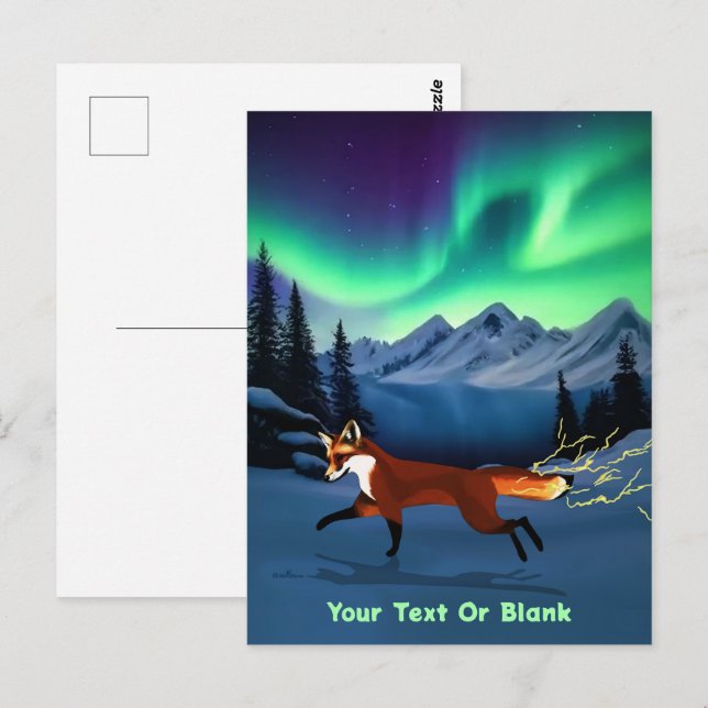 Fox Fire - Northern Lights Postkarte (Vorne/Hinten)