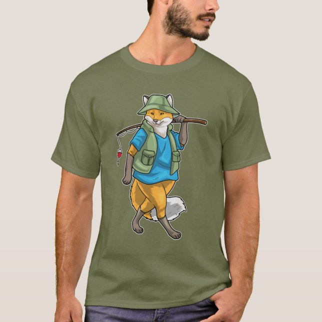 Fox Fisher Angelrute Fischen T-Shirt (Vorderseite)