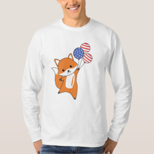 Fox Flies Balloons Usa über Niedliche Tiere Füchse T-Shirt