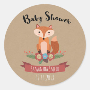 Fox Floral Baby Showaufkleber Runder Aufkleber