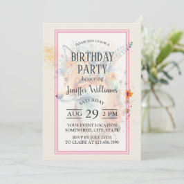 Fox Flower Crown Watercolor                        Einladung