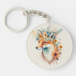 Fox Flower Crown Watercolor                        Schlüsselanhänger