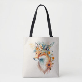Fox Flower Crown Watercolor                        Tasche