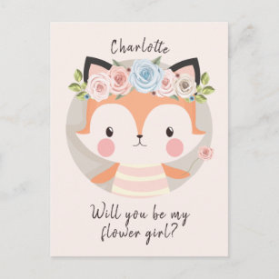 Fox Flower Girl Vorschlag Card Postkarte