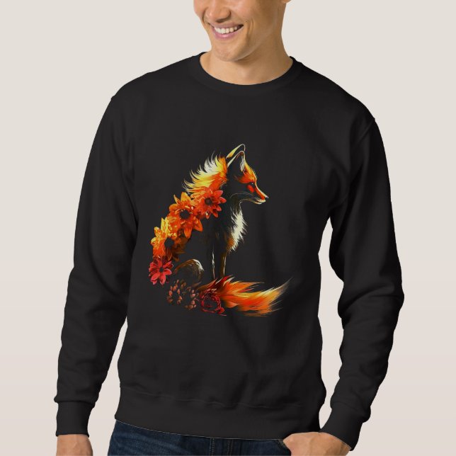 Fox Flowers - Art Animal Fox Sweatshirt (Vorderseite)
