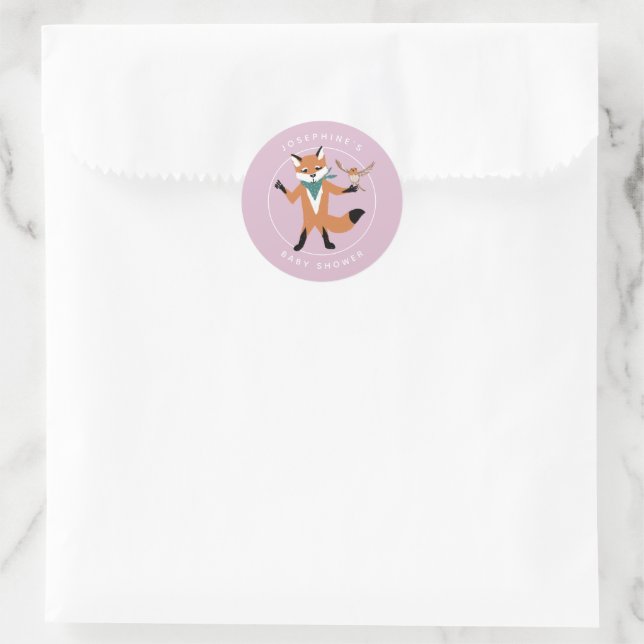 Fox Forest Friends Lavender Baby Dusche Runder Aufkleber (Tasche)