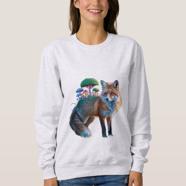 Fox Forest Fusion – Surreal Nature Art Sweatshirt (Vorderseite)