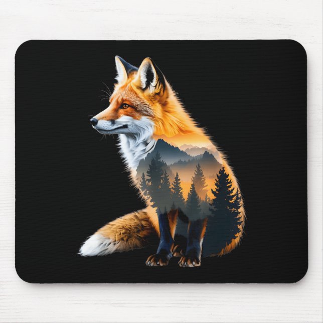 Fox Forest Nature Lover Mountains Hiking Camng Bus Mousepad (Vorne)