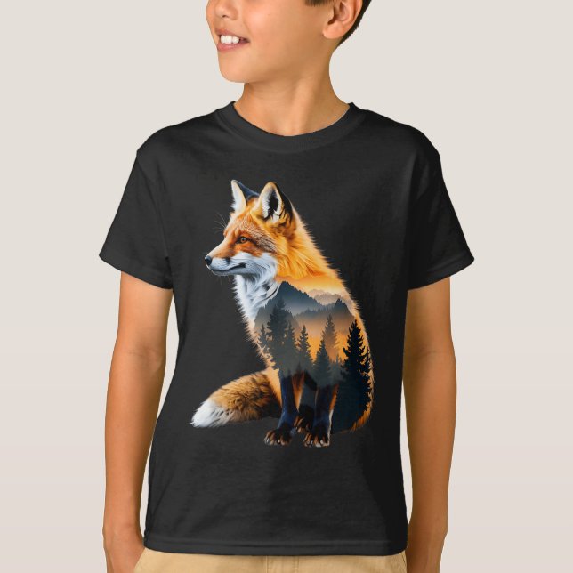 Fox Forest Nature Lover Mountains Hiking Camng Bus T-Shirt (Vorderseite)
