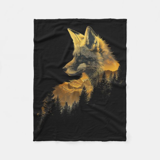 Fox Forest Nature Lover Mountains Hiking Camping H Fleecedecke (Vorderseite)