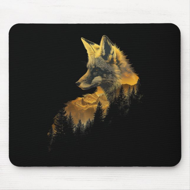 Fox Forest Nature Lover Mountains Wandern Camping  Mousepad (Vorne)