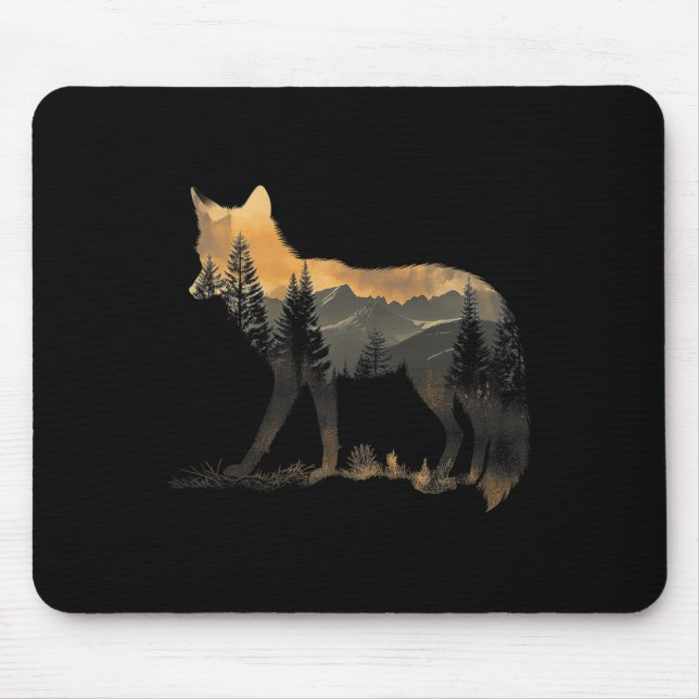 Fox Forest Nature Lover Mountains Wandern Camping  Mousepad (Vorne)
