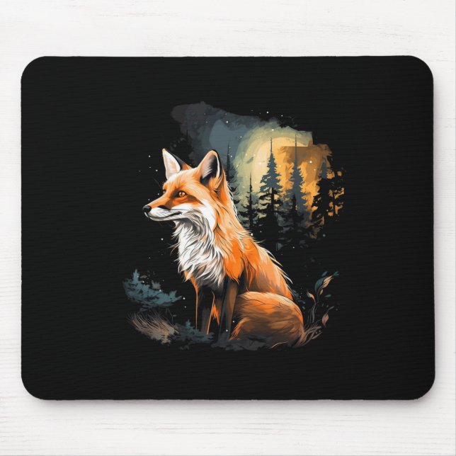 Fox Forest Nature Lover Mountains Wandern Camping  Mousepad (Vorne)