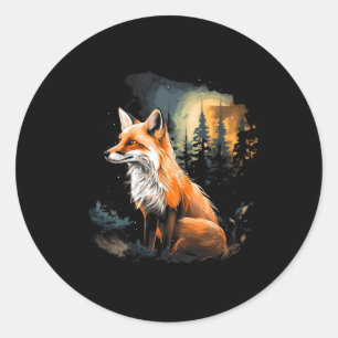 Fox Forest Nature Lover Mountains Wandern Camping Runder Aufkleber