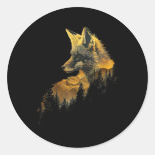 Fox Forest Nature Lover Mountains Wandern Camping Runder Aufkleber
