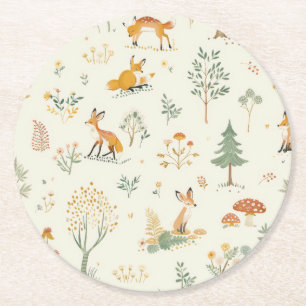 "Fox Forest Untersetzer" Runder Pappuntersetzer