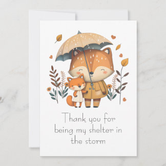 Fox Friends Sharing an einem Regenschirm am Regent Dankeskarte