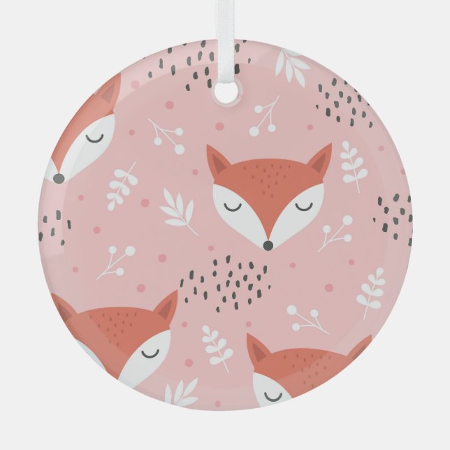 Fox Fun: Niedliches Waldmuster Ornament Aus Glas (Vorderseite)