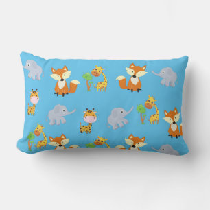 Fox Giraffe und Elephant Print Lumbar Kissen