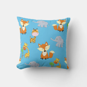 Fox Giraffe und Elephant Print Throw Kissen