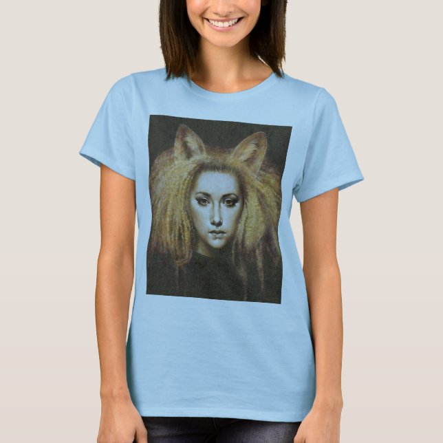 Fox Girl Leinwand Angepasst Burnout T - Shirt (Vorderseite)