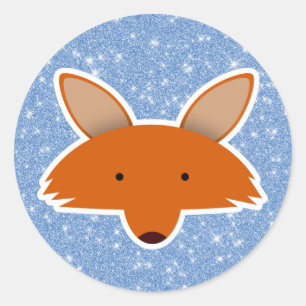 Fox-Glitzer Runder Aufkleber