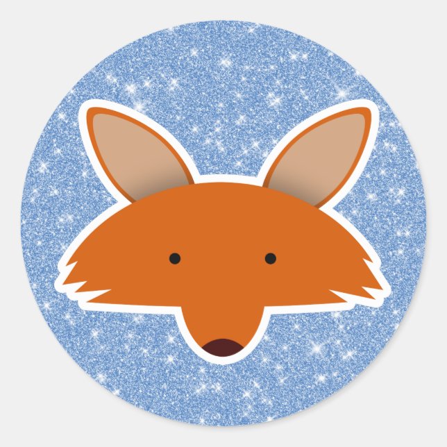 Fox-Glitzer Runder Aufkleber (Vorderseite)